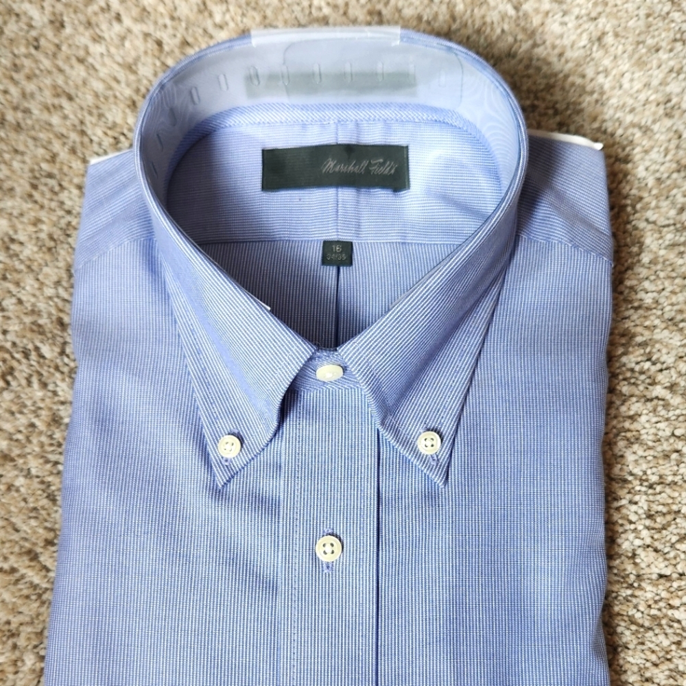 Marshall Fields Classic Striped Blue Dress Shirt